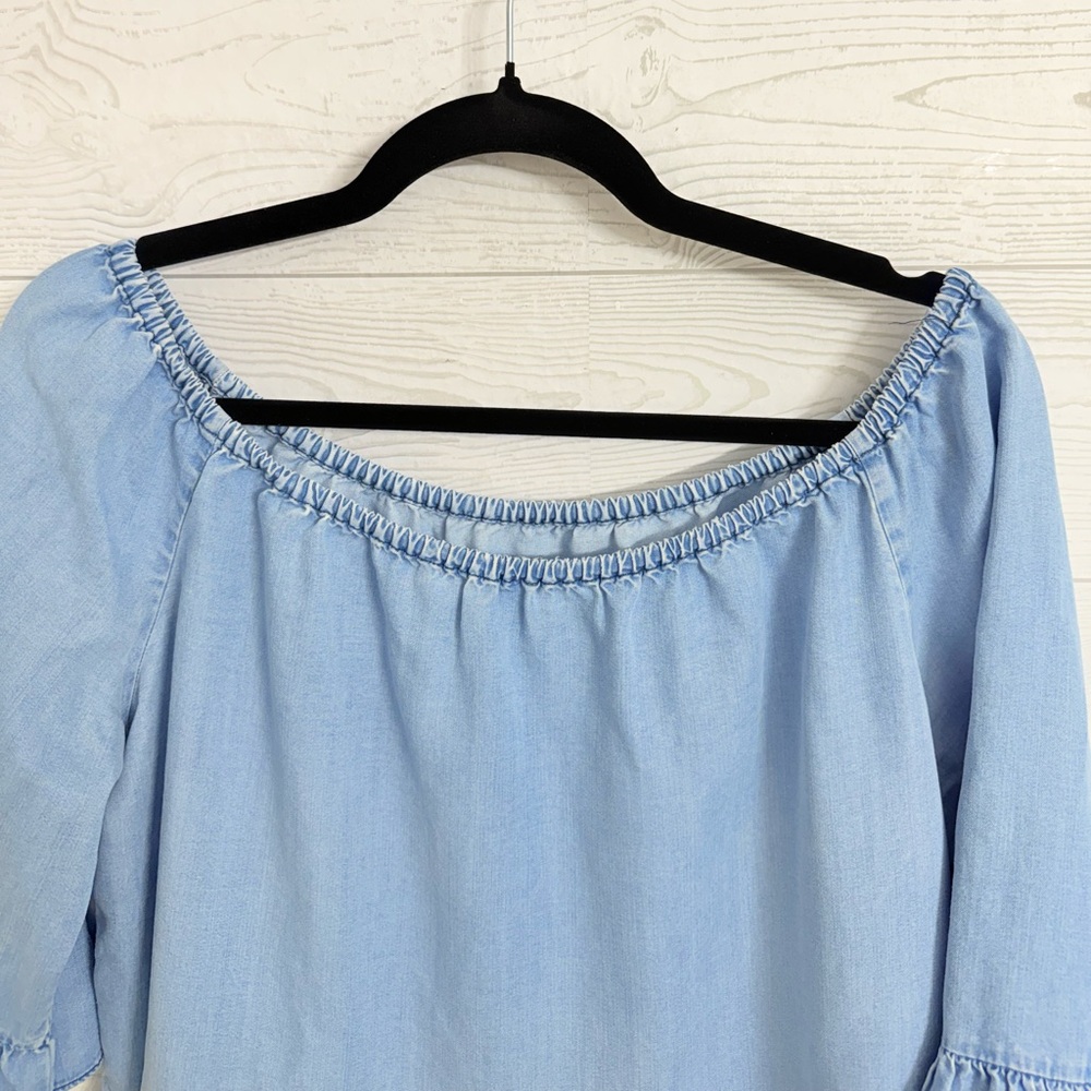 Zara Women’s Light Blue Denim Crop Top. Size L - Picture 3 of 6